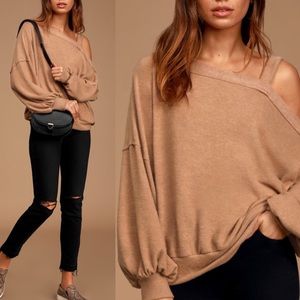 🆕 Lulu’s Light Brown Off Shoulder Sweater Top